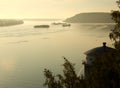 Dawn on the Volga river near the city of Kstovo Royalty Free Stock Photo